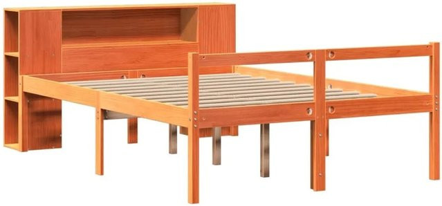 vidaXL Massivholzbett aus Kiefernholz in Braun, Rustikaler Stil, ohne Matratze, B/T/H: 150 x 200 cm - Bild 1