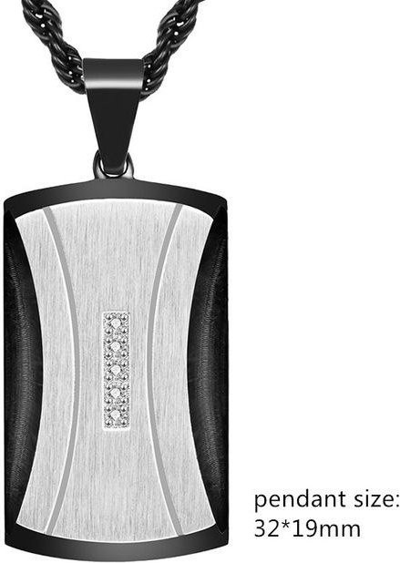 Wucifang Jewelry Anhänger Halskette, Edelstahl, Weiß, Carbon Fiber, 50cm, Herren - Bild 1
