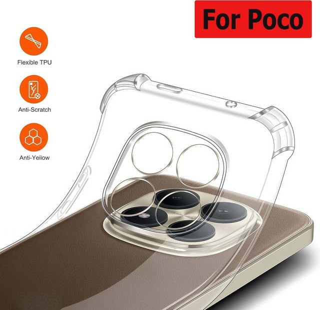Stoßfeste und durchsichtige Silikon-Schutzhülle für Xiaomi Poco X5 X6 X7 X8 Pro Max F5 F6 M7 M6 Pro M8 F8 F7 Ultra C85 C75 C71 - Bild 1