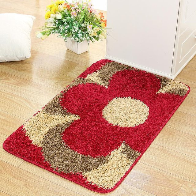 Rutschfeste Fußmatte aus Polyester für Eingangsbereich, Badezimmer oder Schlafzimmer, B/B: 80 x 50 cm, Farben: Gold, Blau, Pink, Rot - Bild 1