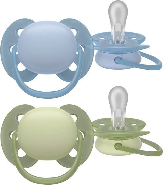Philips Avent 2er-Pack Schnuller ultra soft, symmetrisch, 0-6 Monate, blau/mehrfarbig, BPA-frei - Bild 1
