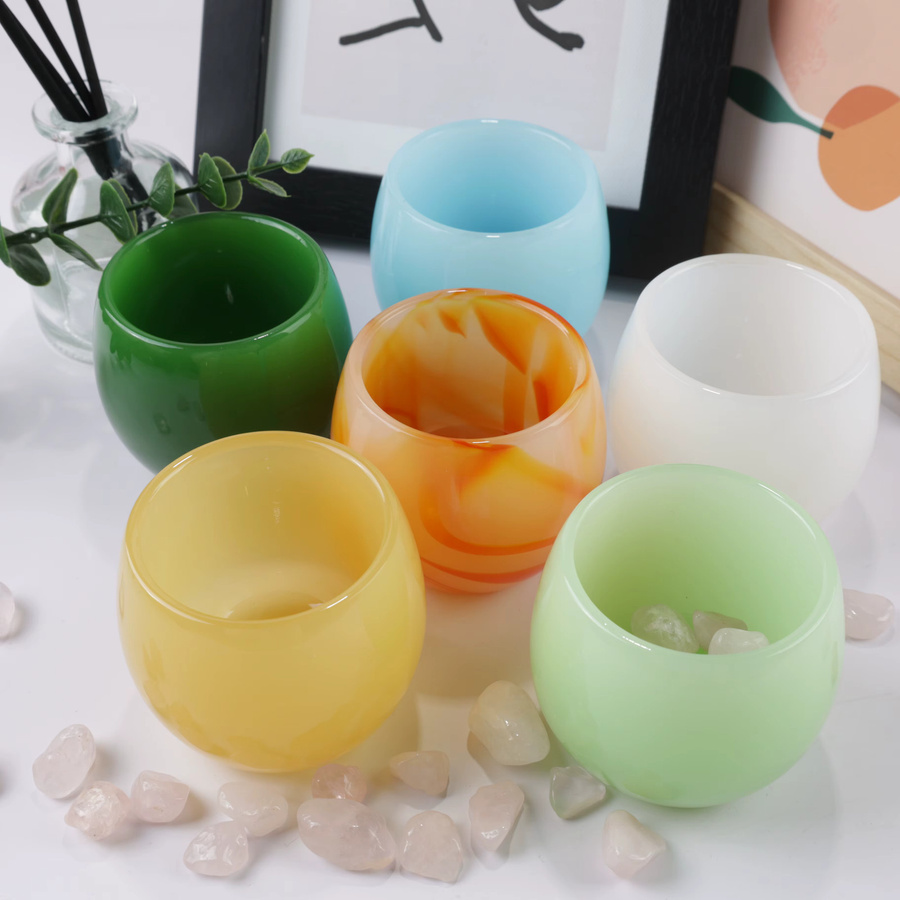 Dekorativer Glasbecher in Grün und Multicolour als Raumdekoration oder Geschenk für das Wohnzimmer - Bild 2
