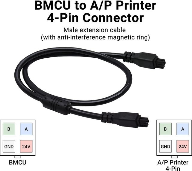 Bambu Lab 4-Pin Stecker-zu-Stecker Verbindungskabel für das BMCU zu AP Mehrfarben-Modul beim A1 und A1 mini 3D-Drucker, Schwarz - Bild 1
