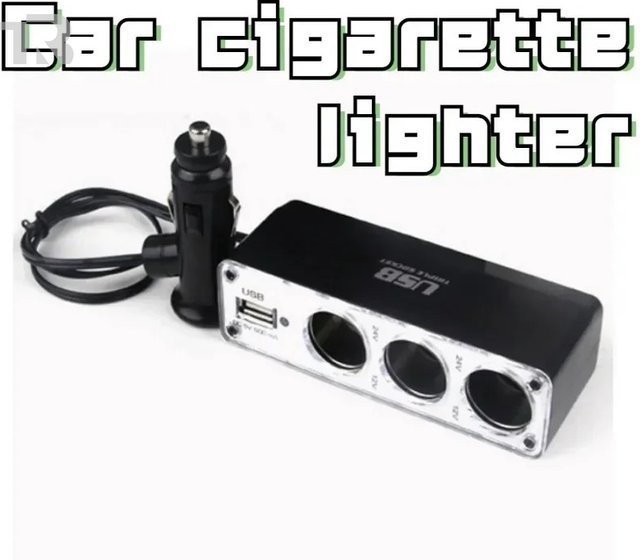 12-V-Autoladegerät-Adapter in Schwarz mit 3 Zigarettenanzünder-Buchsen und zwei USB-Anschlüssen inklusive QC- und PD-Schnellladung - Bild 1
