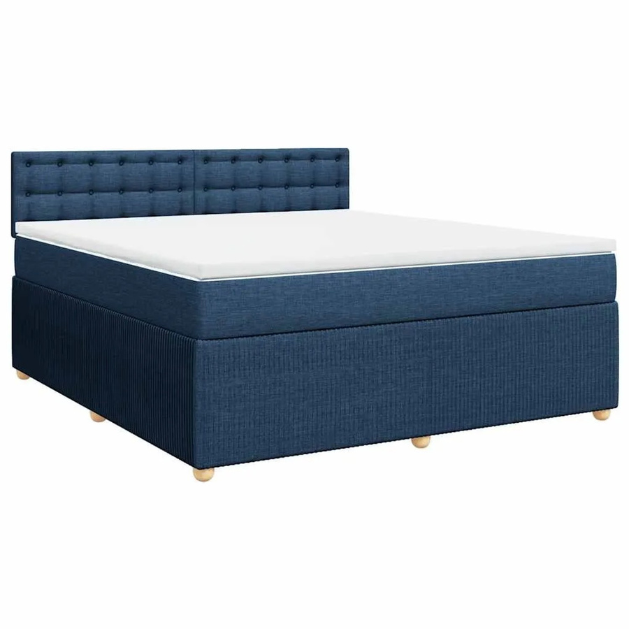 vidaXL Boxspringbett mit Matratze in Blau, Hybrid-Bett mit Taschenfederkern aus Stoff, B/T: 180 x 200 cm - Bild 2