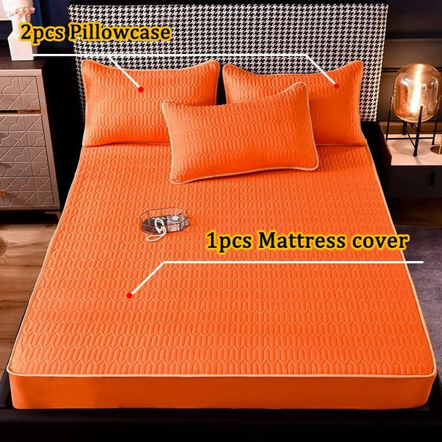 Binchi Outdoor Product Gesteppter Matratzenbezug und Bettwäsche-Set aus weicher Mikrofaser in Orange - Bild 1
