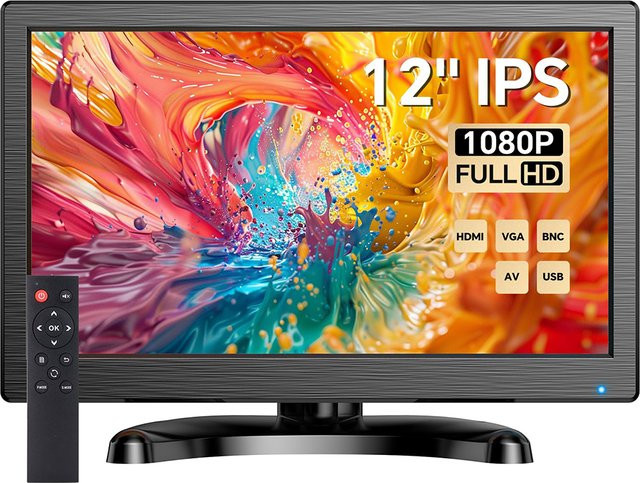 Eyoyo 12 Zoll Überwachungskamera-Display mit Full HD LED-Bildschirm, HDMI, VGA, AV, BNC und USB-C, Schwarz - Bild 1