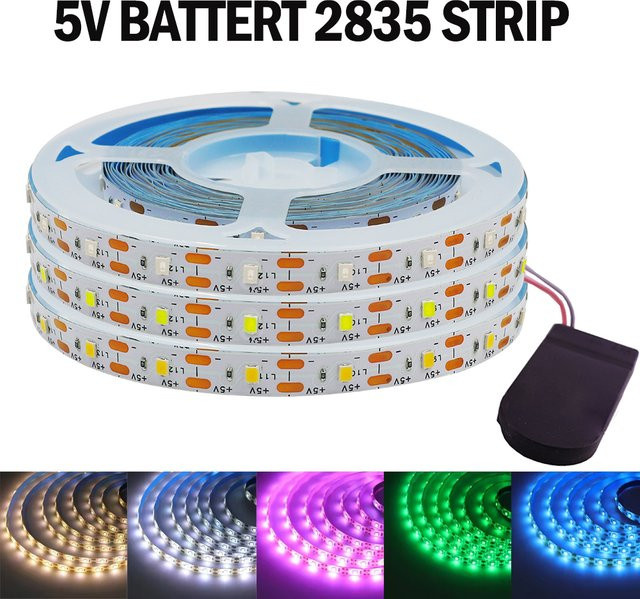 XUNATA Batteriebetriebener LED-Streifen 3528 mit 60 LEDs für TV-Hintergrundbeleuchtung und Schrank, DC5V, wasserdicht nach IP21 - Bild 1