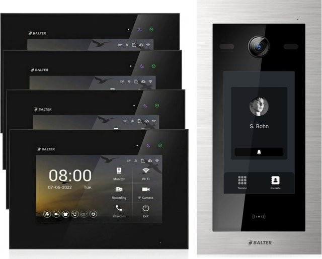 Balter EVO HD Video Türsprechanlage mit 7 Zoll Touchscreen und RFID in Silber und Schwarz - Bild 1