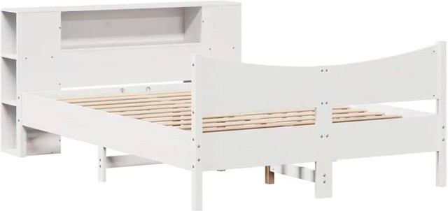 vidaXL Massivholzbett aus Kiefernholz in Weiß mit rustikaler Optik, B/T/H: 150 x 200 x 156 cm - Bild 1