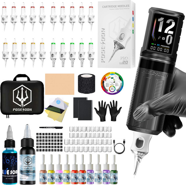 Poseidon V6 Tattoo Kit, HM163 Drahtlose Tattoo Maschine - Bild 1