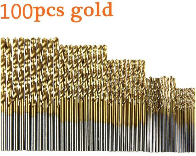 HOMEFISH 100-teiliges HSS Mini-Bohrer-Set mit Titan-Beschichtung in Gold für Metall, Holz und Aluminium, Durchmesser: 1 mm bis 3 mm - Bild 1