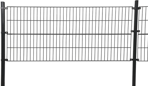 Home Deluxe Doppelstabmattenzaun aus Stahl in Anthrazit, Höhe: 2,4 m, Länge: 50 m