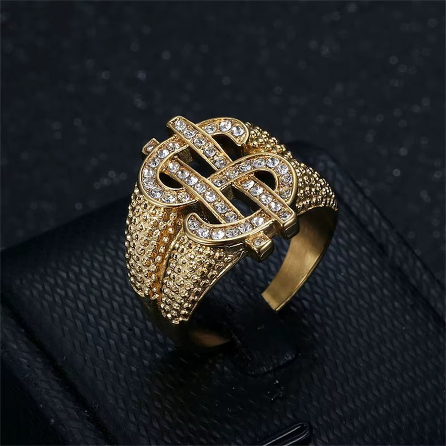 MAGIC ZONE Ring, Dollar Zeichen, Gold, Edelstahl, Herren - Bild 3