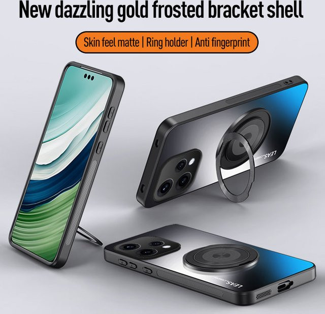 EUCAGR Luxus Frosted Handyhülle mit Standfunktion für OPPO Reno 15C und OPPO Reno 15 Pro in Schwarz - Bild 1