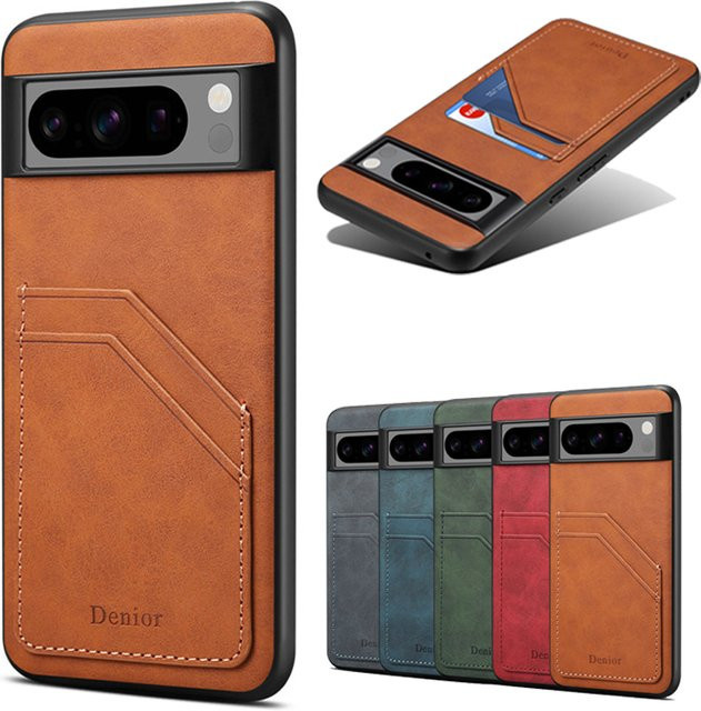 EUCAGR Luxus Business Magnetische Leder Schutzhülle für Google Pixel 9 8 7 6 Pro und 8A 7A 6A in Schwarz und Braun - Bild 1