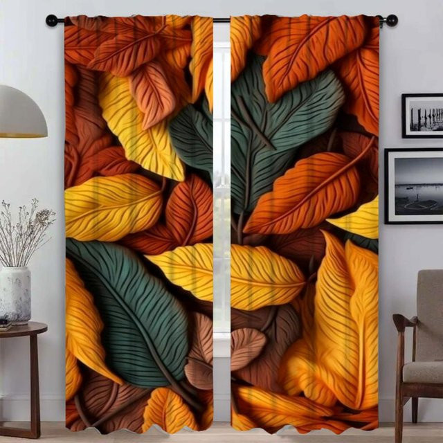 Elegante Blatt-Rollos als moderne Raumvorhänge im floralen Design, 2 Stück, semi-transparent, Multicolour, Breite: 50 cm, Höhe: 70 cm - Bild 1