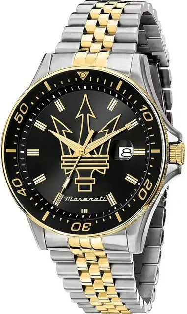 Maserati Herrenuhr Sfida, Quarz, Edelstahl, 44 mm, Schwarz, Silber - Bild 1