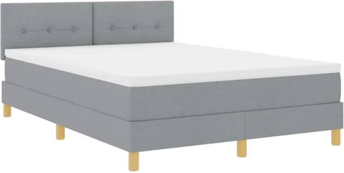 vidaXL Boxspringbett mit Matratze in Grau, modernes Design aus Stoff und Holzwerkstoff, B/T/H: 160 x 200 x 88 cm - Bild 1