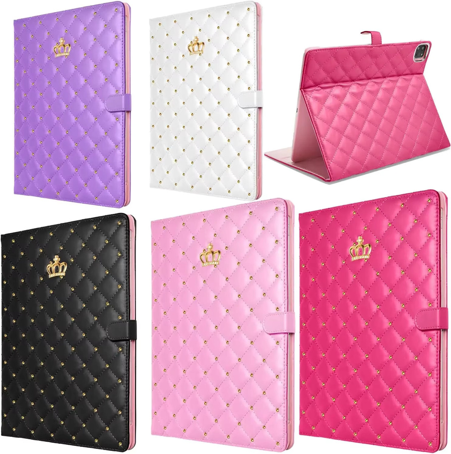 Luxuriöse Kronen-Diamant iPad Hülle aus PU-Leder für iPad Air 11 2024, Pro 11, Mini 6 und iPad 7/8/9/10 in Schwarz oder Pink - Bild 2