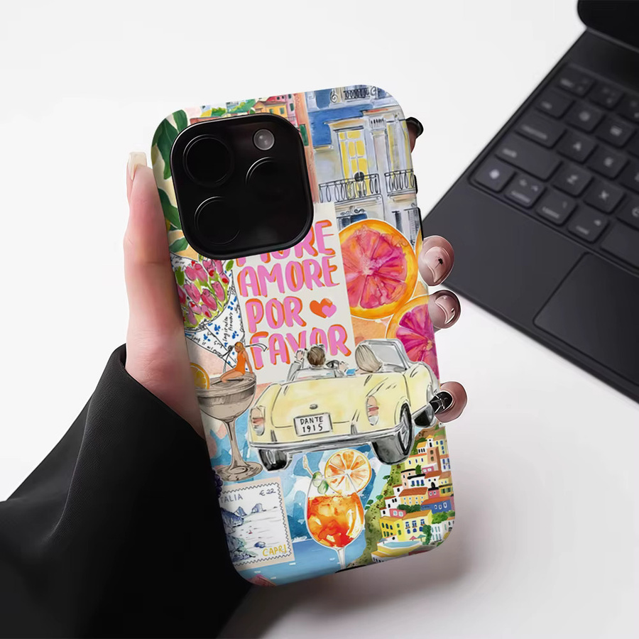 Amore in Italia Magnetische Handyhülle für iPhone 17 16 15 14 13 Pro Max Plus, robuste doppelschichtige Hülle, Multicolour - Bild 3