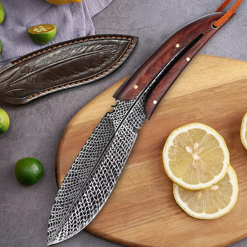 WXCOO Edelstahl Küchenmesser aus Edelstahl und Holz zum Schneiden von Fleisch, Knochen und Obst - Bild 3