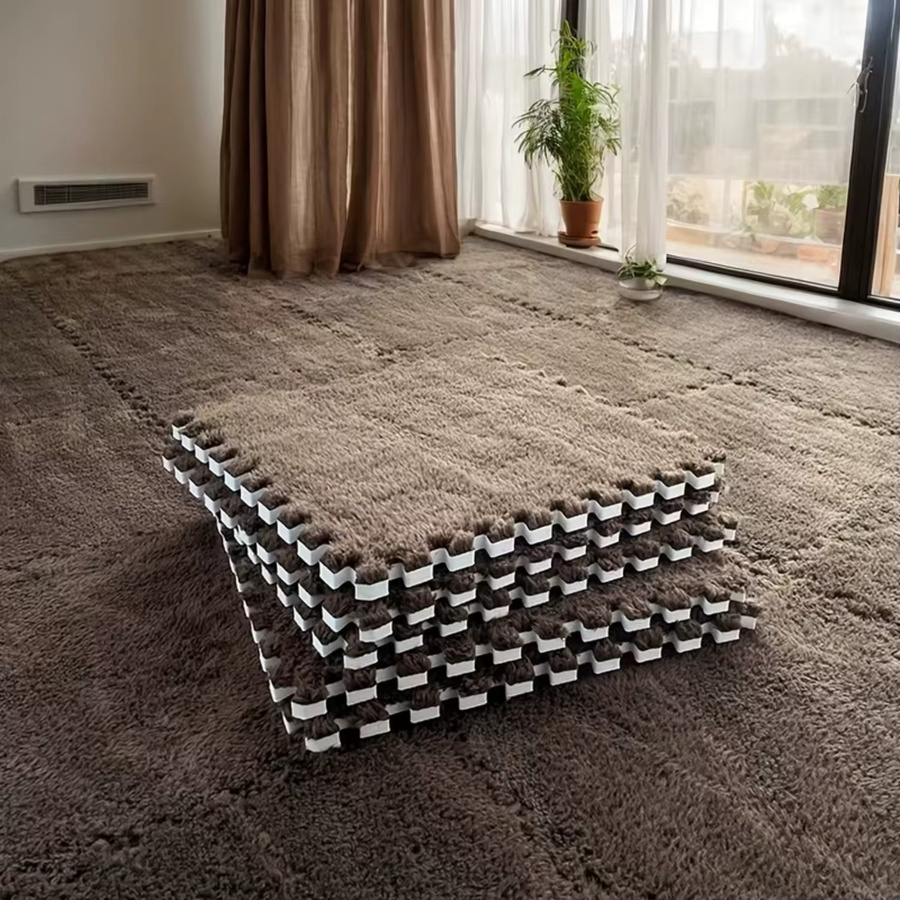 DHDH Quadratische Plüschmatte in Grau, minimalistisches Design, rutschfest und waschbar, ideal für Wohnzimmer, Schlafzimmer oder Home Office - Bild 2