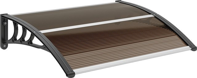 Aosom Outsunny Pultvordach Haustür Überdachung aus Polycarbonat, wetterfest, Braun, B: 100 cm, T: 75 cm - Bild 1