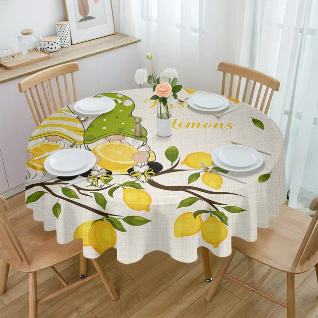 Your Warm Home Tischset Set 4er Pack Sommer Zitrone Baum in Grau und Weiß, wasserdicht und rund - Bild 1