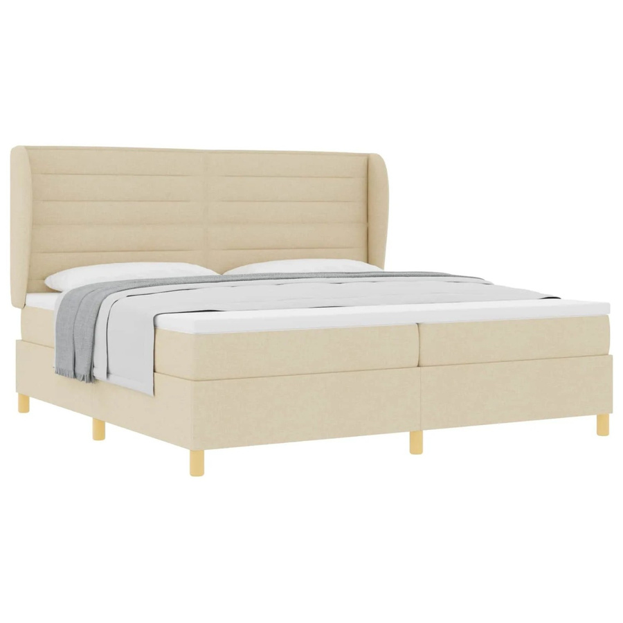vidaXL Boxspringbett mit Matratze in Dunkelgrau und Creme, B/T/H: 90 x 190 x 201 cm - Bild 1