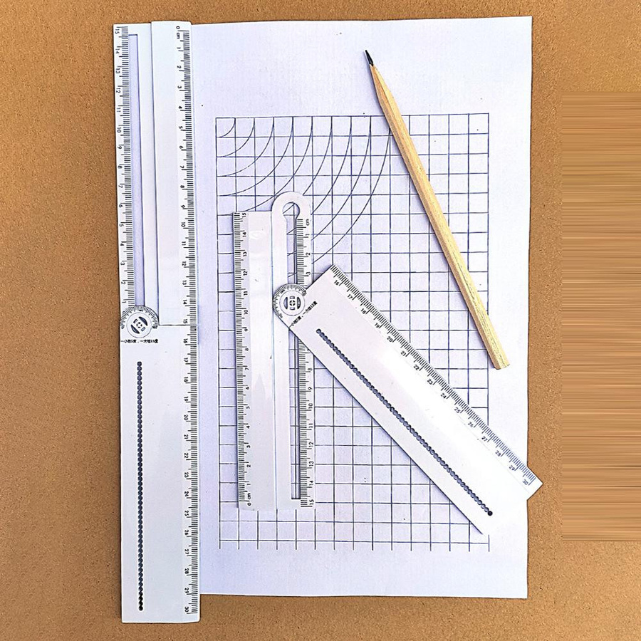Multifunktionales geometrisches Zeichenlineal von Love Home Garden, faltbare Mathe-Schablone mit Kreisen und Winkeln, transparent - Bild 2