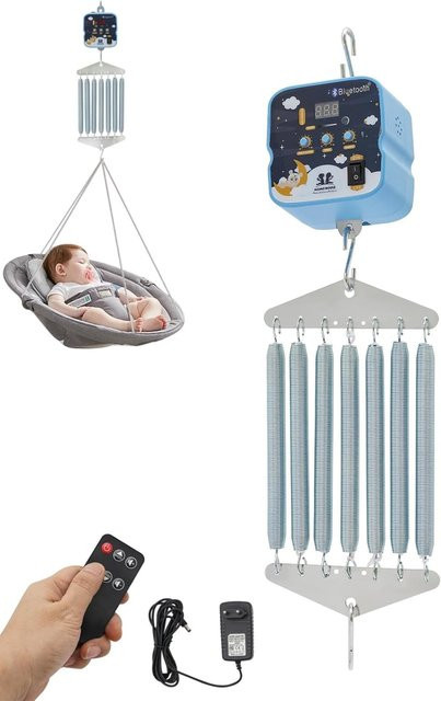 Elektrische Baby-Hängematte mit Federwiege-Funktion, 9 Geschwindigkeiten und 6 Timer-Einstellungen, Lastkapazität bis 19 kg - Bild 1