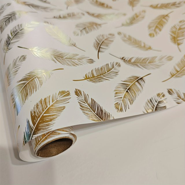 Farbiges Geschenkpapier in Rollenform, Weiß, Breite: 43,18 cm, Länge: 299,72 cm - Bild 1