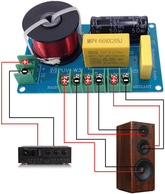 ALLOYSEED 200W 3-Wege-Hifi-Lautsprecher-Frequenzteiler Audio-Crossover-Filter Platine für Heimkino-DIY-Lautsprecher - Bild 1