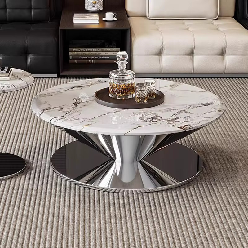 DUTRIEUX Designer-Couchtisch aus Metall, runder minimalistischer Beistelltisch in Schwarz, glänzend - Bild 2