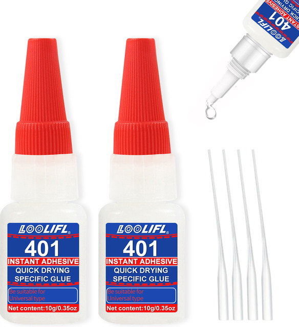 LOOLIFL 401 Universeller Superkleber mit Präzisions-Applikatornadeln für Multimaterial-Reparaturen, 10 g - Bild 1