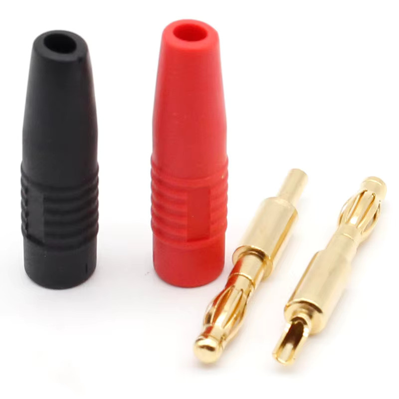ELEABC 4er-Set vergoldete Banana-Stecker 4mm für Lautsprecherkabel in Gold - Bild 2