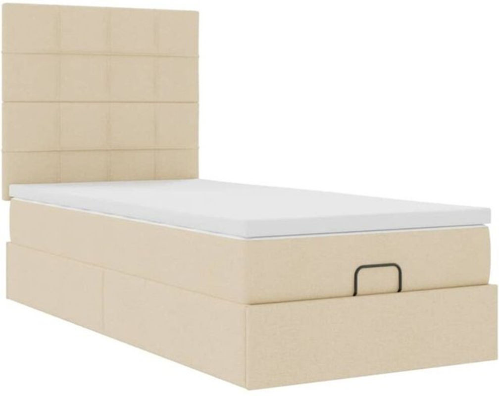 vidaxl Ottoman Polsterbett mit Matratze in Beige aus Stoff, B/T/H: 200 x 100 x 128 cm - Bild 1