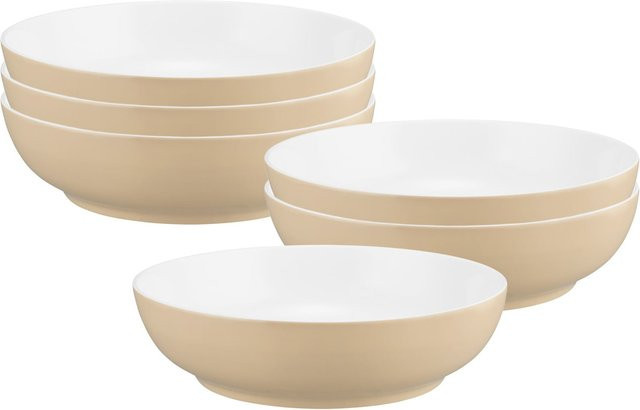Seltmann Weiden Liberty Pure Colors Foodbowls aus Porzellan, Beige, 6er Set, Durchmesser: 25 cm - Bild 1