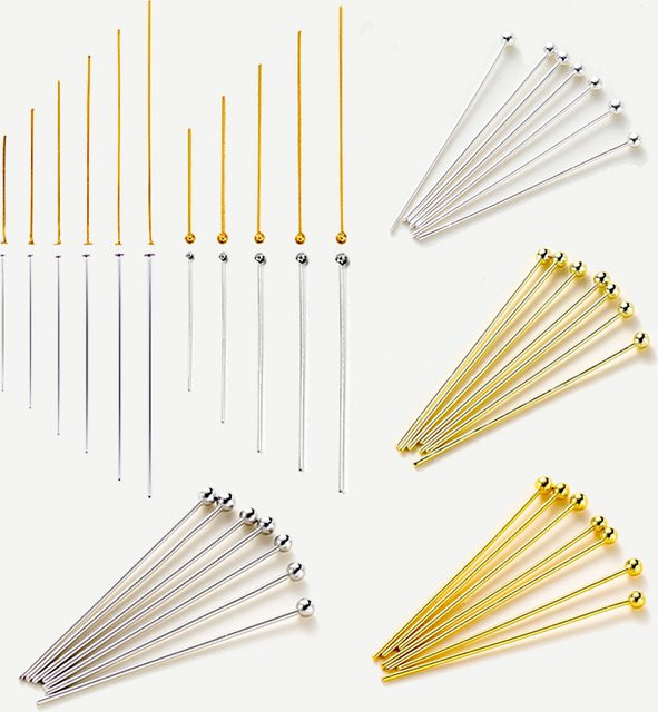 AGCFABS Auge Flachkopf Pins, 14/18 Karat Gold Messing, 16-50mm - Bild 1