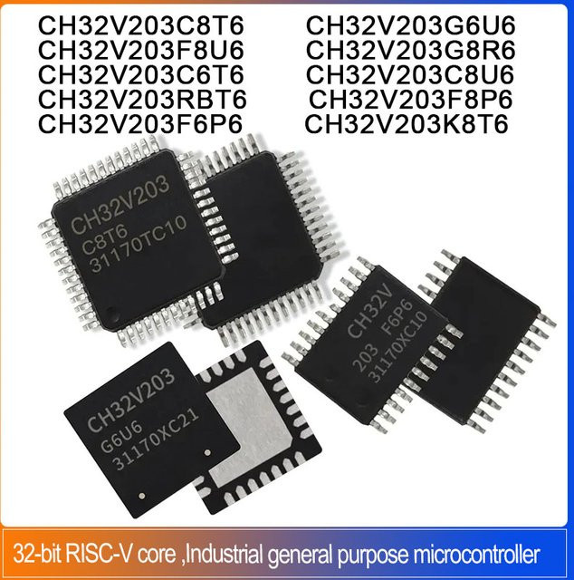 5er-Set CH32 Industrial 32-Bit RISC-V Low-Power Mikrocontroller in Schwarz - Bild 1
