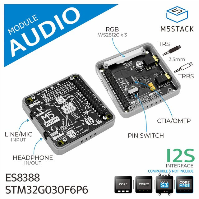 M5Stack Audiomodul ES8388 Sound Card - Bild 1
