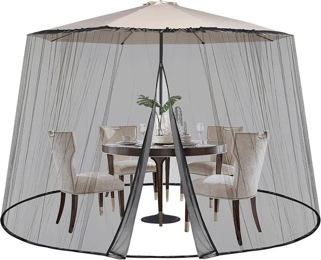 Sekey Moskitonetz Insektenschutz für Pavillon und Sonnenschirm mit Türen, Schwarz, Polyester, Breite: 250-300 cm - Bild 1