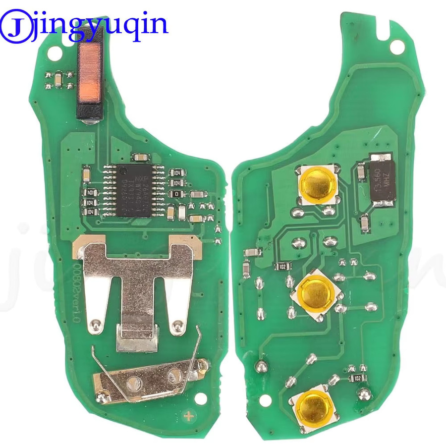 Jingyuqin 434MHz ID46 Fernbedienungs-Autoschlüssel-Leiterplatte in Grün für Citroen C4L New Elysee und Peugeot 508 208 3008 2008 201 408 4008 - Bild 3