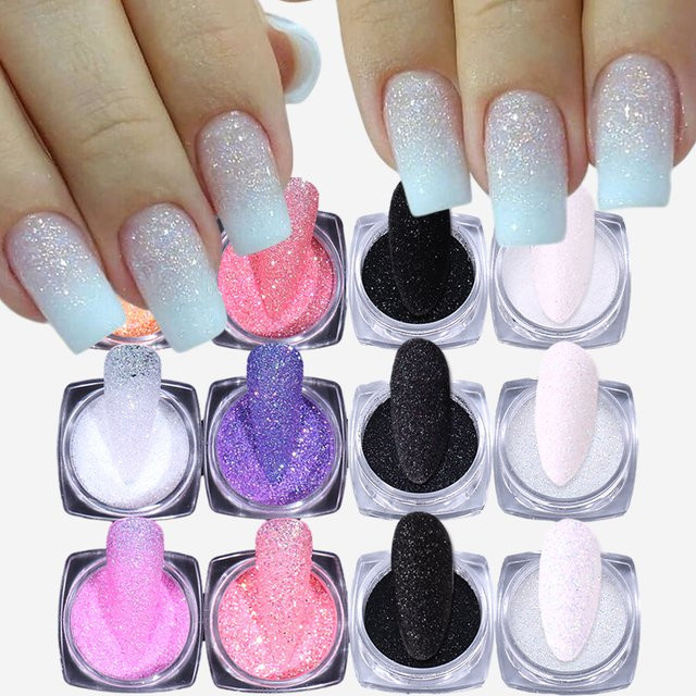 SWEET TREND Nagelglitter Zucker Effekt, Schwarz Weiß, Glänzend - Bild 1