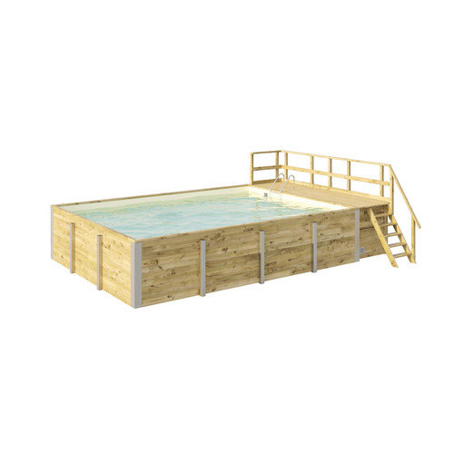 WEKA Massivholzpool 595 mit Technikraum und Sonnendeck, Sand, B/H/L: 416 x 116 x 644 cm - Bild 2