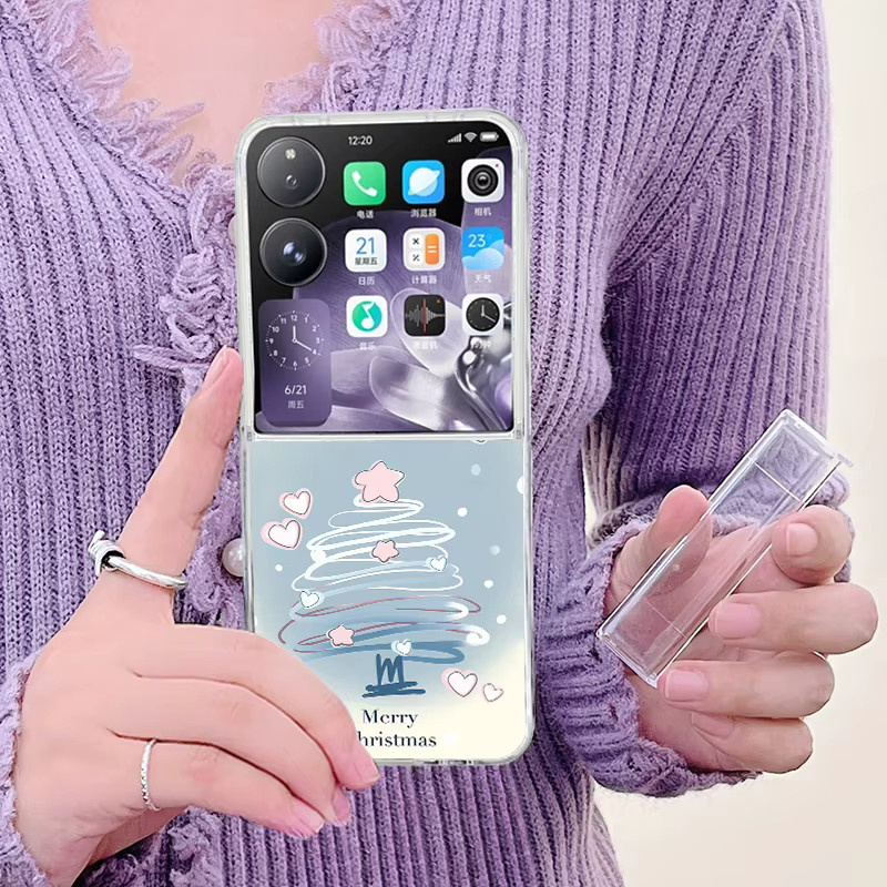 Stoßfeste transparente Handyhülle mit Weihnachtsmann Motiv für Xiaomi Mix Flip aus hartem PC - Bild 2