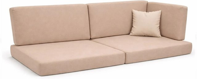 Setgarden Comfort Palettenkissen 6er Set Outdoor in Beige mit Sitzkissen und Rückenkissen, Sitzkissen B: 120 cm, T: 50 cm, H: 10 cm und Rückenkissen B: 120 cm, T: 40 cm, H: 10 cm - Bild 1