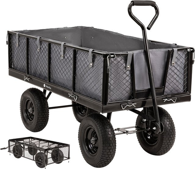 Miweba Bollerwagen MB-700 Transportwagen mit 700 kg Traglast, klappbar, Doppelachse, Stahlrahmen, Grau - Bild 1
