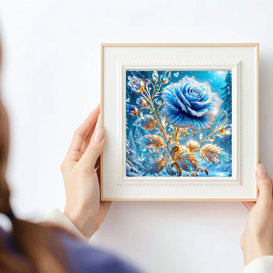 HUACAN 5D Diamant-Stickset Blaue Verzauberte Rose mit Kristall-Strasssteinen als Wandbild - Bild 3